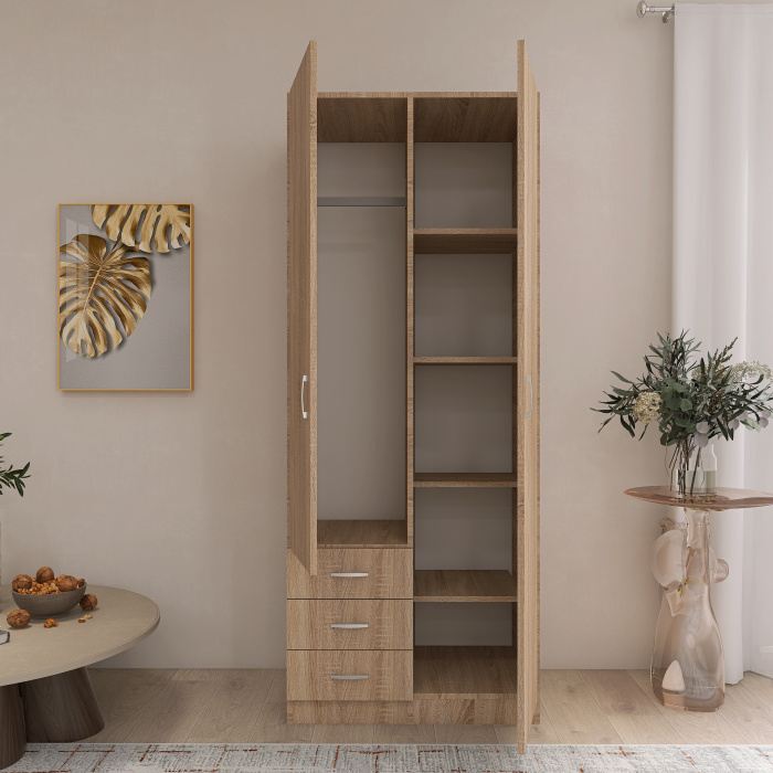 Dulap Mixt Star Alb Mat cu 2 Usi si 3 Sertare, 200x80x50 cm [12]