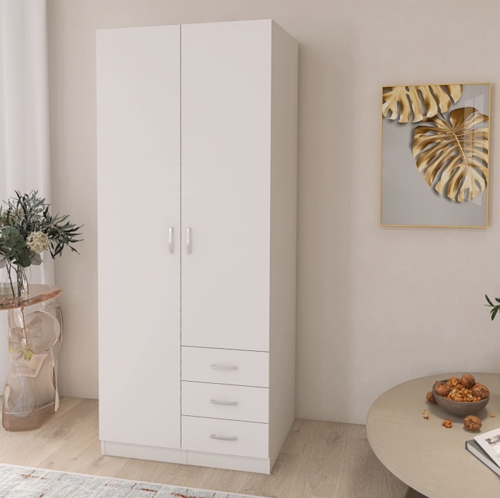 Dulap Mixt Star Alb Mat cu 2 Usi si 3 Sertare, 200x80x50 cm [2]