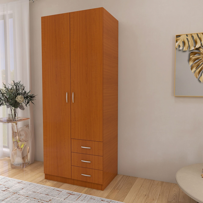 Dulap Mixt Star cu 2 Usi si 3 Sertare, 200x80x50 cm,Culoare Cires, Material din PAL de 18mm [3]