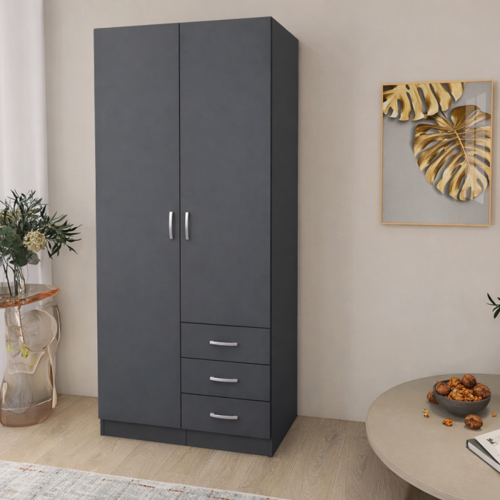 Dulap Mixt Star cu 2 Usi si 3 Sertare, 200x80x50 cm,Culoare Cires, Material din PAL de 18mm [5]