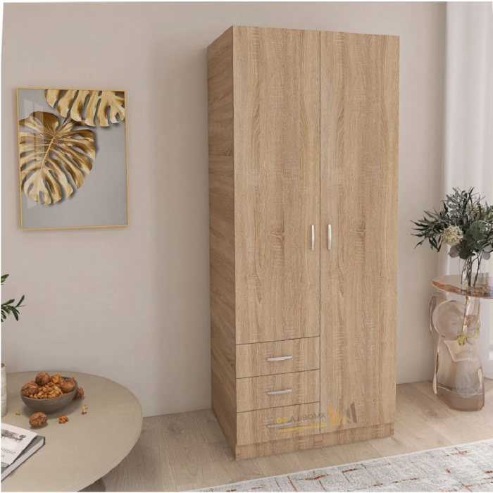 Dulap Mixt Star cu 2 Usi si 3 Sertare Stanga, 200x80x50 cm,Culoare Sonoma, Material din PAL de 18mm [4]