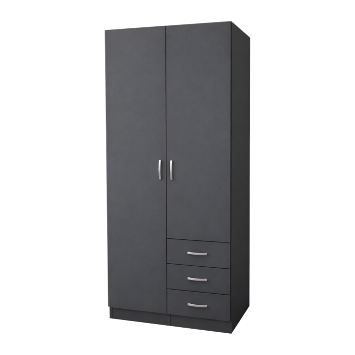 Dulap Mixt Star cu 2 Usi si 3 Sertare, 200x80x50 cm,Culoare Gri Antracit – Balamale cu amortizare și reglaj 3D [3]