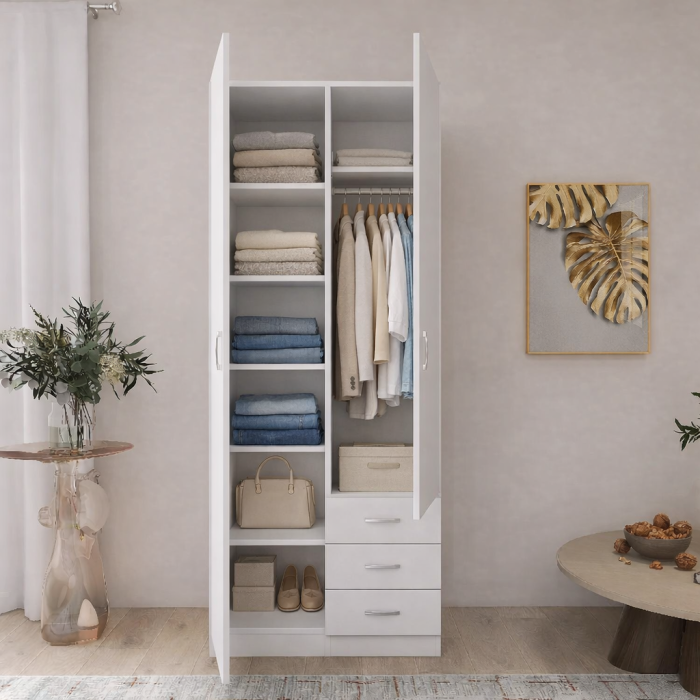 Dulap Mixt Star cu 2 Usi si 3 Sertare, 200x80x50 cm,Culoare Wenge – Balamale cu amortizare și reglaj 3D [9]