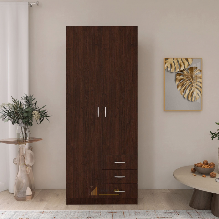 Dulap Mixt Star cu 2 Usi si 3 Sertare, 200x80x50 cm,Culoare Wenge, Material din PAL de 18mm [3]
