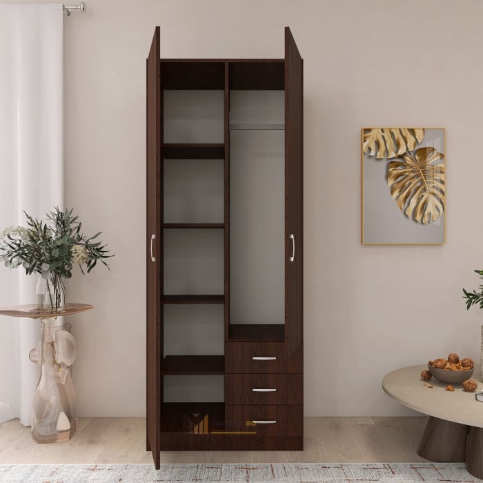 Dulap Mixt Star cu 2 Usi si 3 Sertare, 200x80x50 cm,Culoare Wenge, Material din PAL de 18mm [4]