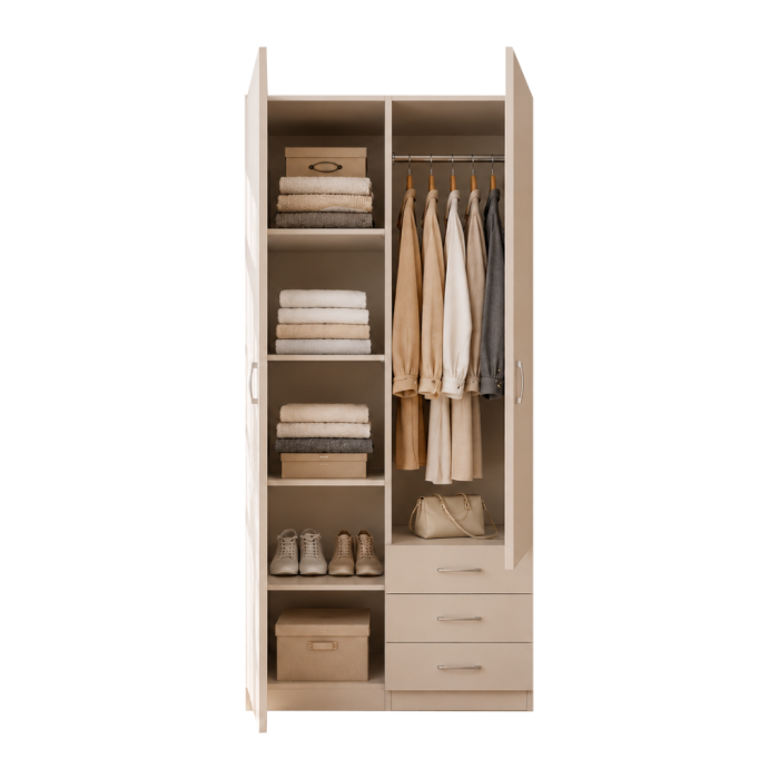 Dulap Mixt Star cu 2 Usi si 3 Sertare, 200x80x50 cm,Culoare Sonoma, Material din PAL de 18mm [4]