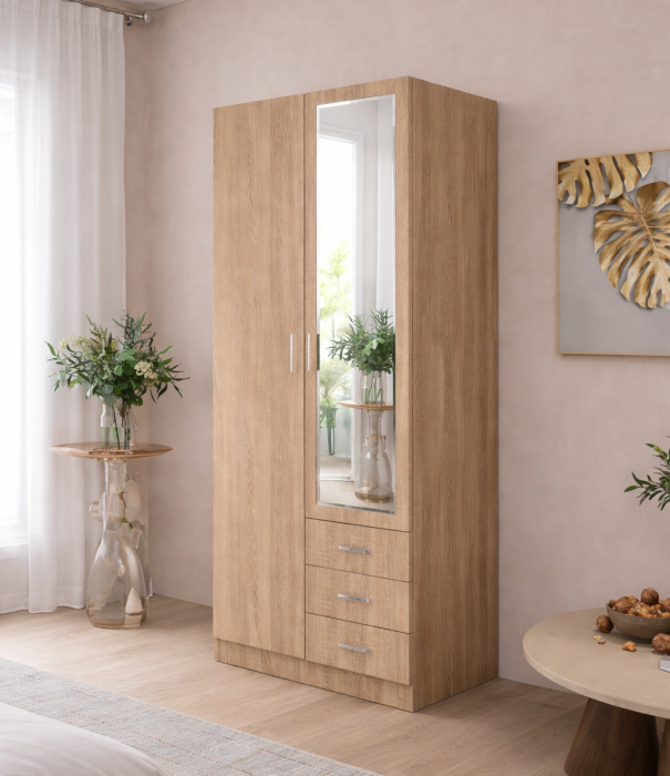 Dulap Mixt Star cu Oglinda, 200x80x50 cm, Culoare Sonoma – Balamale cu amortizare și reglaj 3D [3]