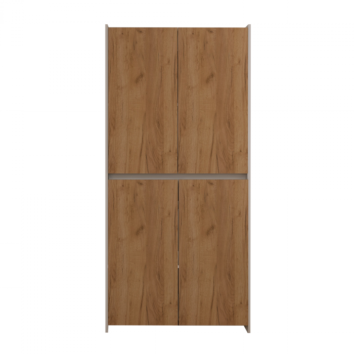 Dulap Modren Torino cu 4 usi, 200x80x50 cm, Culoare Alb/Stejar Auriu – Balamale cu amortizare și reglaj 3D [5]