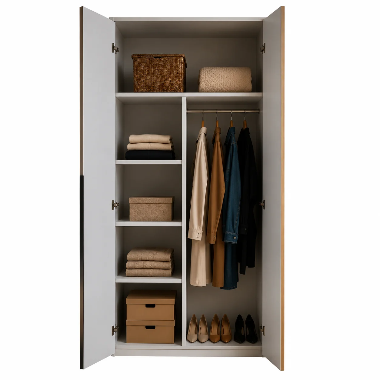 Dulap Oslo 2 Uși, 90 cm, Cashmere cu Stejar Auriu – 200 x 90 x 50 cm [5]