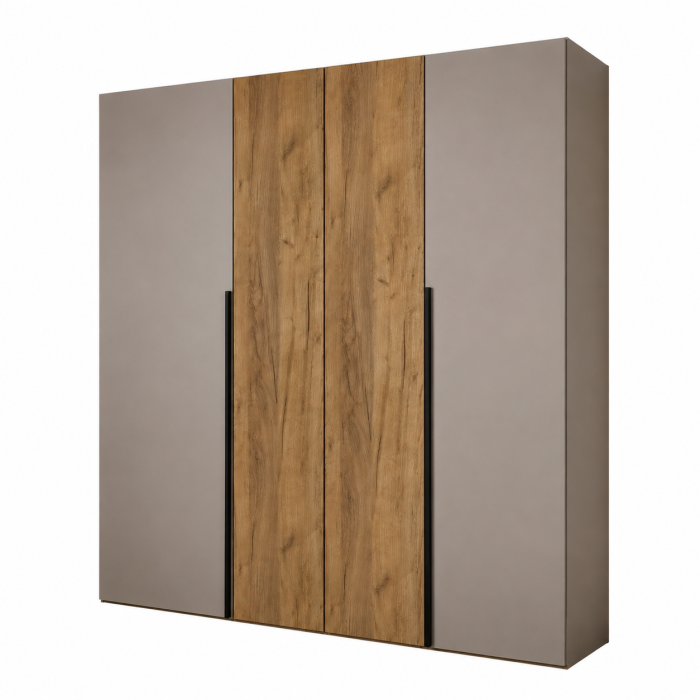 Dulap OSLO 4 Uși 200x180x50 cm Cashmere cu Stejar Auriu | PAL 18 mm | Balamale Soft Close 3D [3]