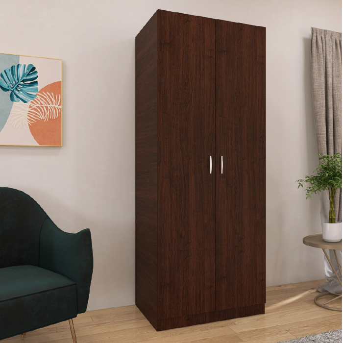 Dulap cu 2 Usi, Raft Depozitare si Bara de Haine 200x80x45 cm,Culoare Wenge din pal de 18 si cant ABS [4]