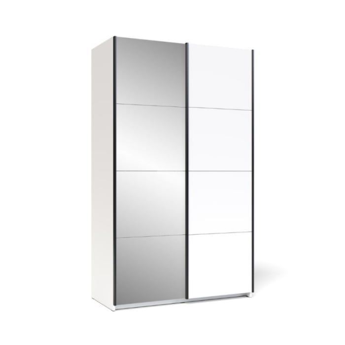 Dulap Zegna cu 2 Uși Culisante si Oglinda, 150x61x204,5 cm, Culoare Alb Platinum [2]