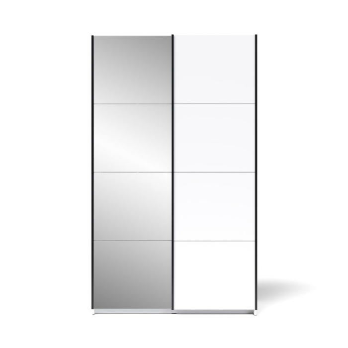 Dulap Zegna cu 2 Uși Culisante si Oglinda, 150x61x204,5 cm, Culoare Alb Platinum [5]