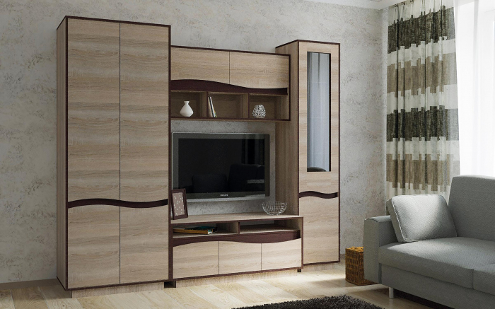 Dulap Zeneva Vitrina cu 2 Usi, Culoare Sonoma Trufă cu Wenge Magia [4]