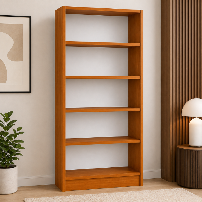 Etajera Birou cu 4 Polite de Depozitare 200x70x35 cm, Culoare Cires, Material PAL de 18mm [2]