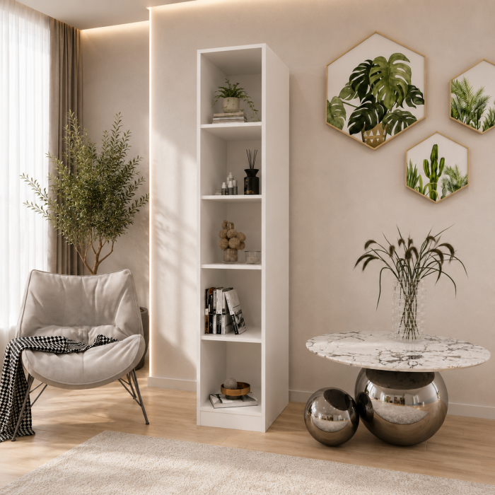 Etajera Simpla, 200x45x45 cm, Culoare Alb Mat din pal de 18 mm [2]