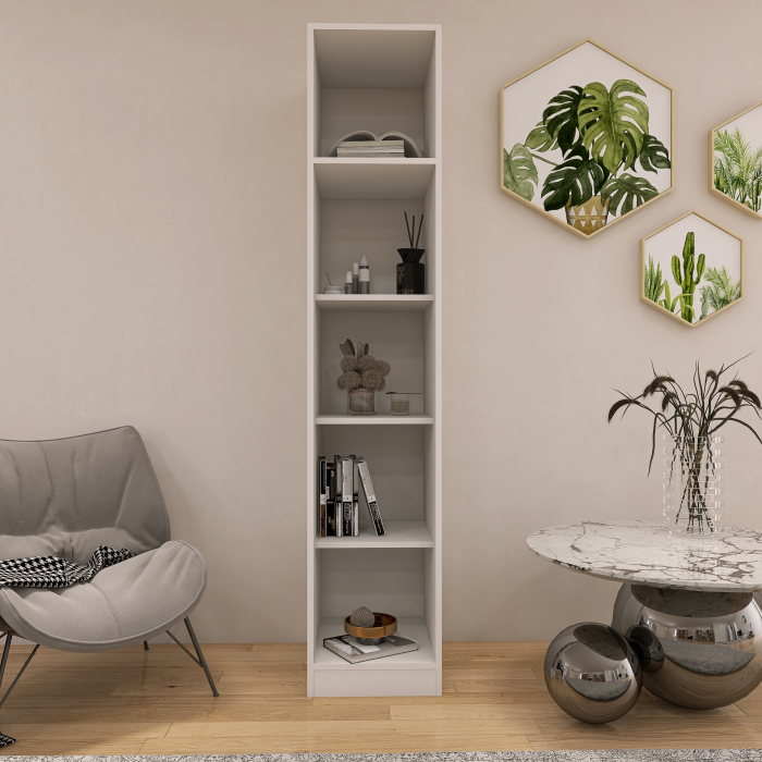 Etajera Simpla, 200x45x45 cm, Culoare Alb Mat din pal de 18 mm [3]