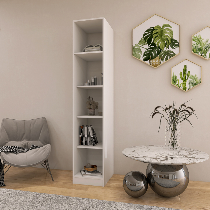 Etajera Simpla, 200x45x45 cm, Culoare Alb Mat din pal de 18 mm [2]