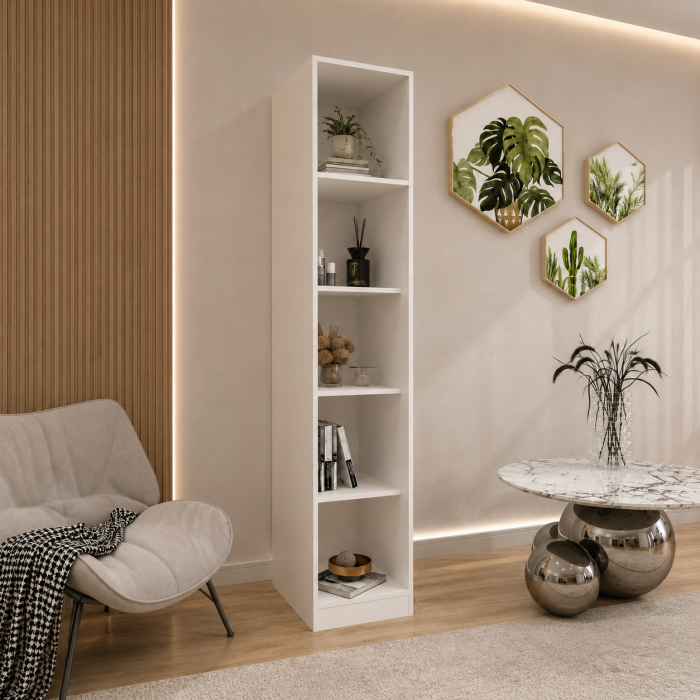 Etajera Simpla, 200x45x45 cm, Culoare Alb Mat din pal de 18 mm [3]
