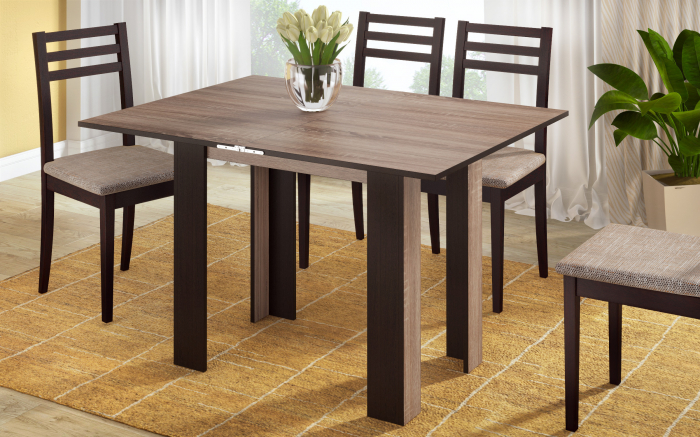 Masă Pliantă Zeneva cu Blat Robust și Design Modern, Culoare Sonoma Trufă/Wenge Magia [2]