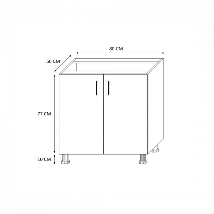 Masca Pentru Chiuveta cu 2 usi Albe 80x87x50 cm din Pal 18mm si cu Picioare Reglabile [2]