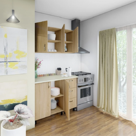 Mobila De Bucatarie Star 140cm, Culoare Sonoma din Pal de 18mm [3]