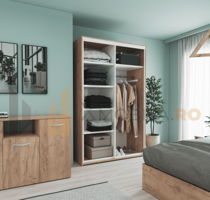 Set Dormitor Smart, Material Pal 18mm, Culoare Stejar Auriu [4]