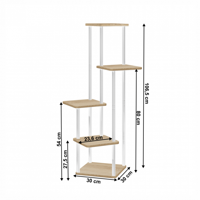 Suport de flori din metal, alb/stejar sonoma, ADITE [3]