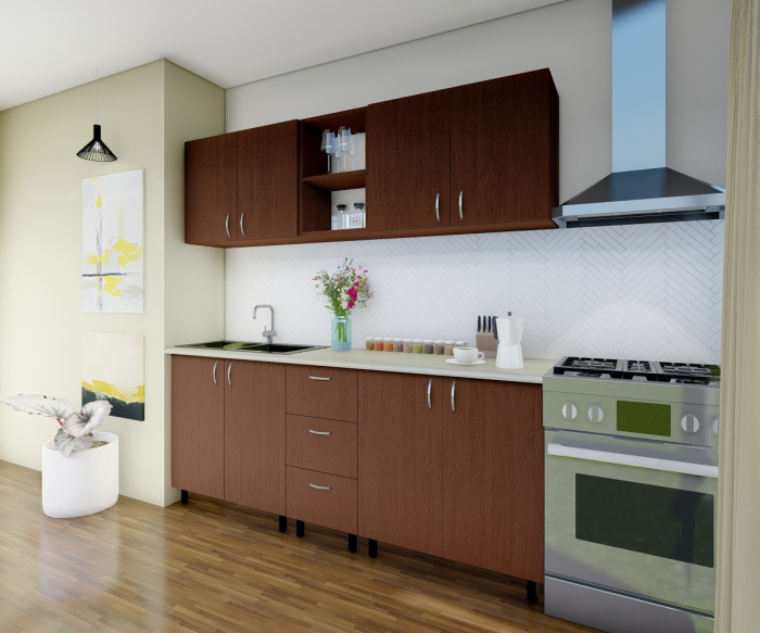 Bucatarie Star 200 cm, Culoare Wenge din Pal 18mm [7]
