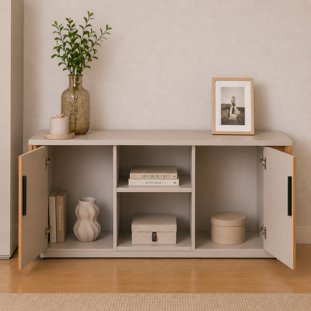 Comodă OSLO Cashmere cu Elemente Stejar Auriu, PAL 18 mm [1]