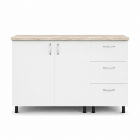 Corp Bucătărie Inferior 120 cm cu Blat Inclus – Organizare Eficientă, Culoare Alb [1]