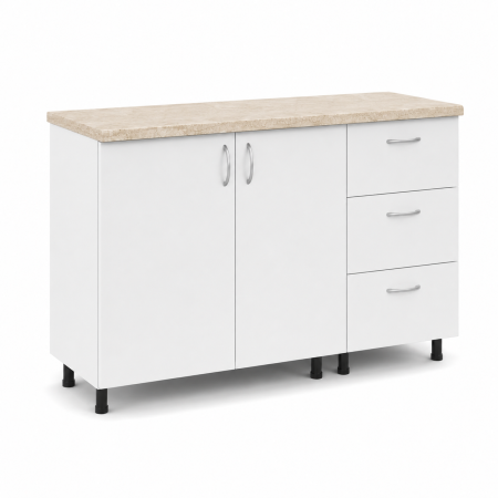 Corp Bucătărie Inferior 120 cm cu Blat Inclus – Organizare Eficientă, Culoare Alb [2]