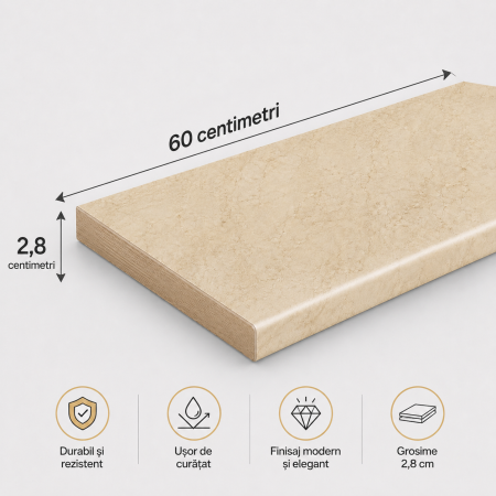 Blaturi bucătărie (termo) - Blat bucatarie 200 cm Travertin luios de 28 mm, Termo-Rezistent