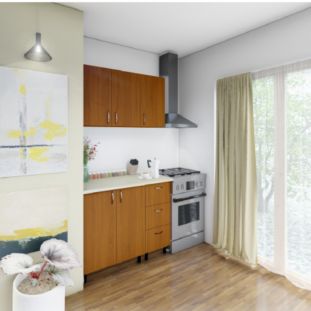 BUCATARII STANDARD - Bucatarie Star 140cm, Culoare CIRES din Pal de 18mm