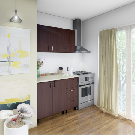 BUCATARII STANDARD - Bucatarie Star 140 cm, Culoare Wenghe din Pal de 18mm