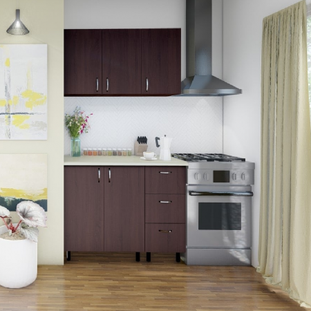BUCATARII STANDARD - Bucatarie Star 120cm, Culoare Wenghe din Pal de 18mm