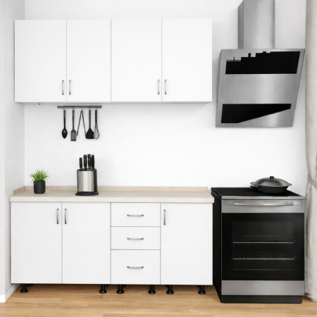 Bucătării standard - Bucătărie Star 160 cm Alb Mat din PAL 18 mm – Mobilier Modern Compact