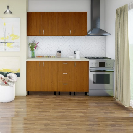 BUCATARII STANDARD - Bucatarie Star, 160 cm, Culoare Cires din Pal de 18mm