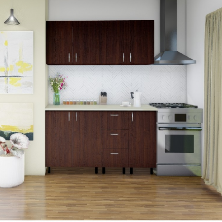 BUCATARII STANDARD - Bucatarie Star,160cm, Culoare Wenghe din Pal de 18mm