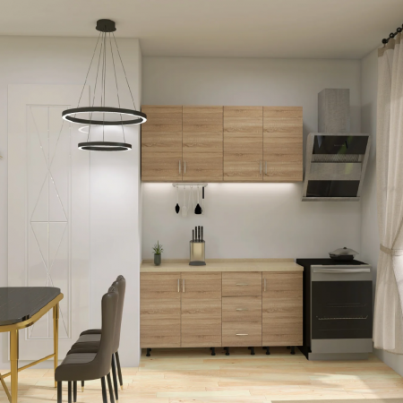 BUCATARII STANDARD - Bucatarie Star 160cm V3, Culoare Sonoma din Pal de 18mm