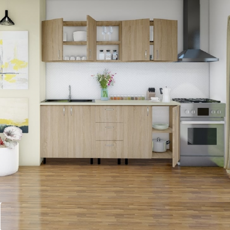 BUCATARII STANDARD - Bucatarie Star 200 cm, Culoare Sonoma din Pal 18mm