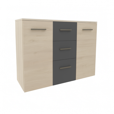 COMODE - Comodă Barry, Masura 120x85x42 cm, Culoare Stejar Deschis/Gri Antracit