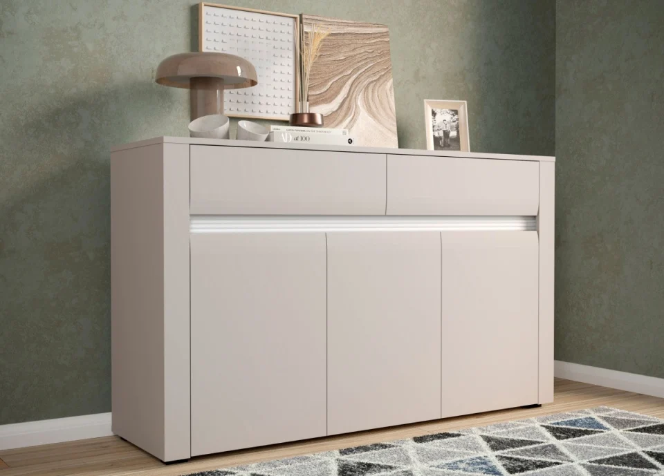 NOUTATI - Comoda Bodena, Culoare Casmir cu Alb, Masura 140x85x40 cm