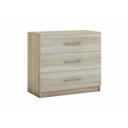 COMODE - Comoda Ella cu 3 sertare, 90x82x42 cm, Culore Sonoma