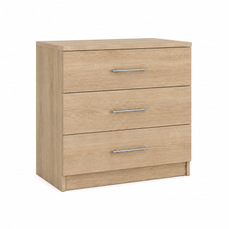 Comode - Comoda Ella cu 3 sertare, 90x82x42 cm, Culoare Sonoma