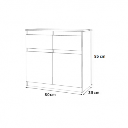 Comoda Luna cu 2 usi si 2 sertare, 80x85x35 cm, Culoare Alb [2]
