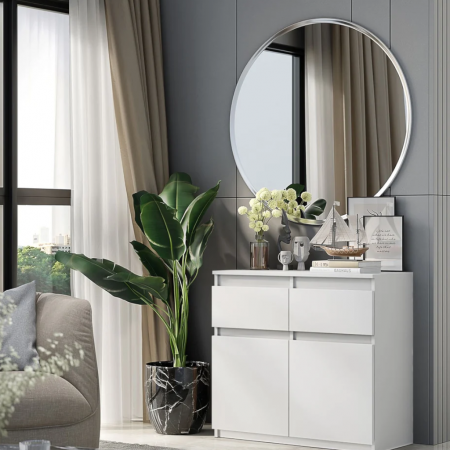 Comoda Luna cu 2 usi si 2 sertare, 80x85x35 cm, Culoare Alb [1]