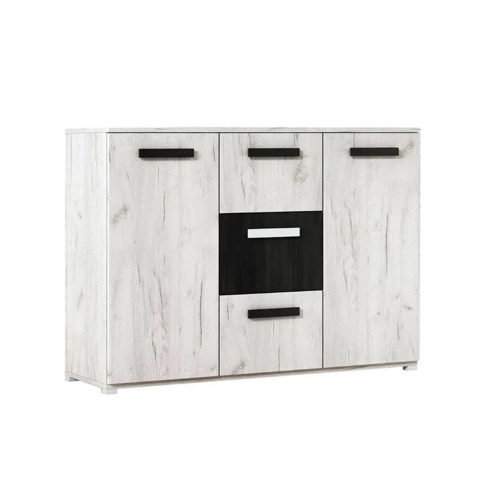 COMODE - Comoda Paris, 102x120x42 cm, Culoare Alb Craft cu Wenghe