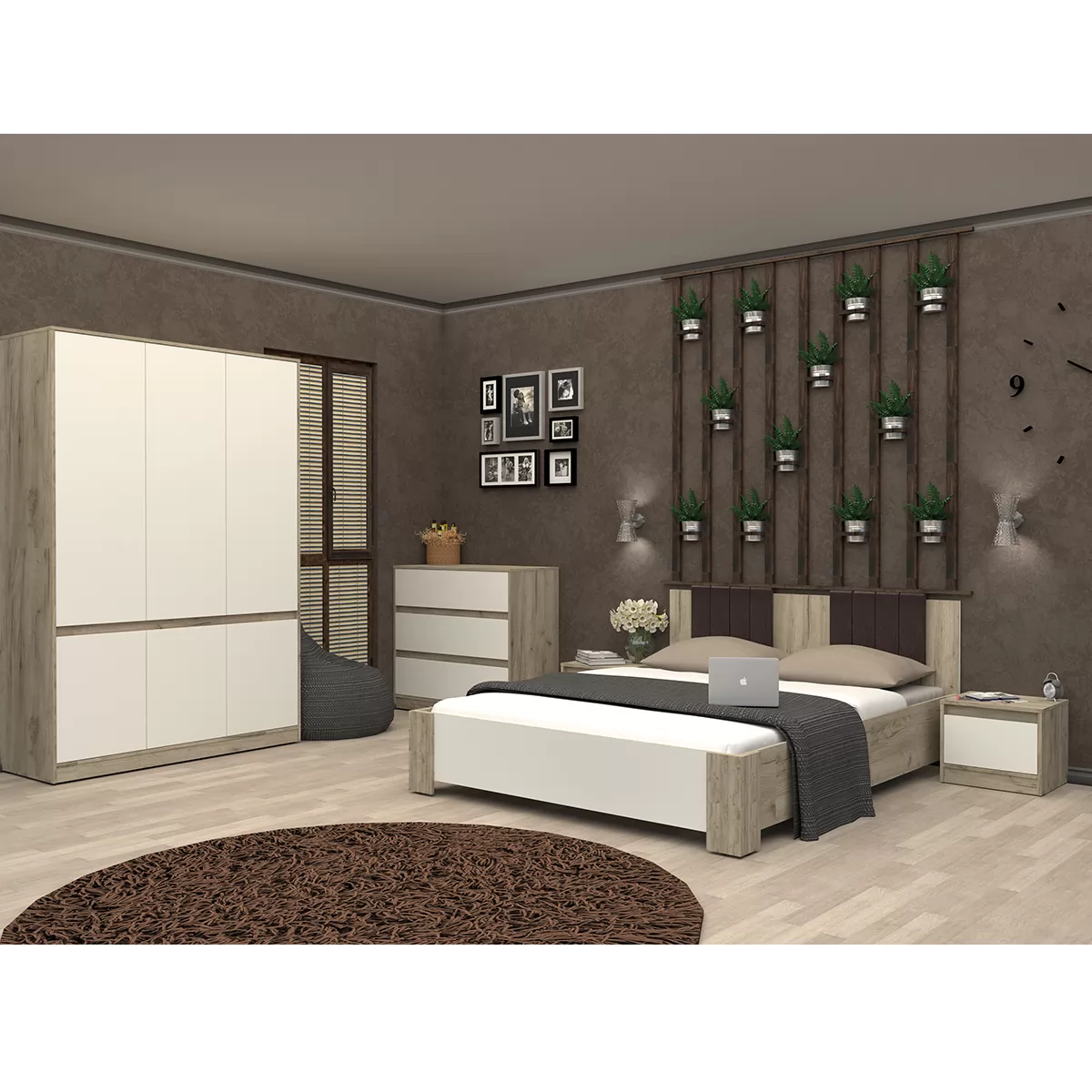 Comoda Venera cu 3 sertare, Culoare Stejar Craft cu Alb [1]