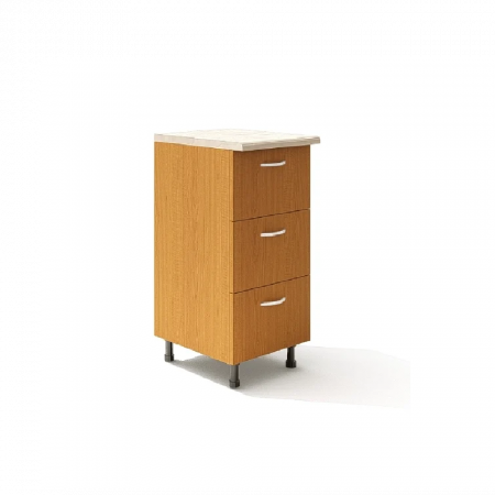 BUCATARII - Corp inferior cu 3 sertare L40XH90X50A CM, Culoare Cires, Pal 18mm